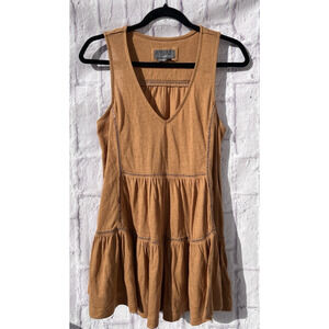 Anthropologie Women's Tan V Neck Loose fit Lagenlook Tank Blouse Size M